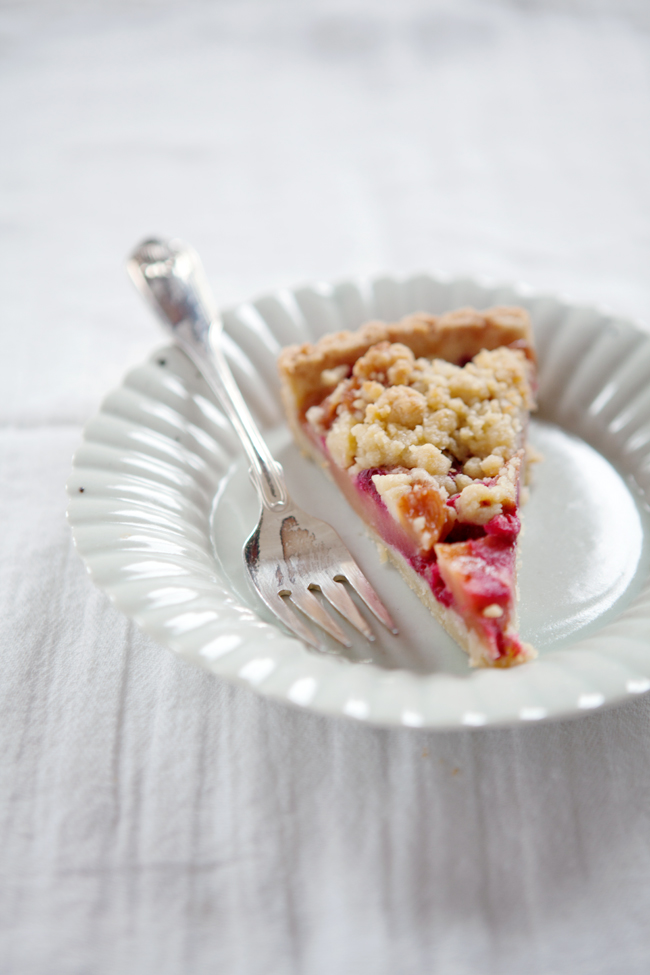 Quince and cranberry crumb tart